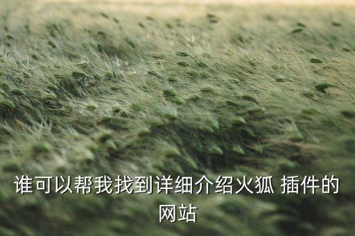 誰可以幫我找到詳細介紹火狐 插件的網(wǎng)站