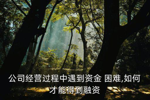 公司經(jīng)營(yíng)過(guò)程中遇到資金 困難,如何才能得到融資