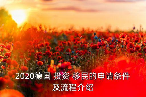 2020德國 投資 移民的申請(qǐng)條件及流程介紹