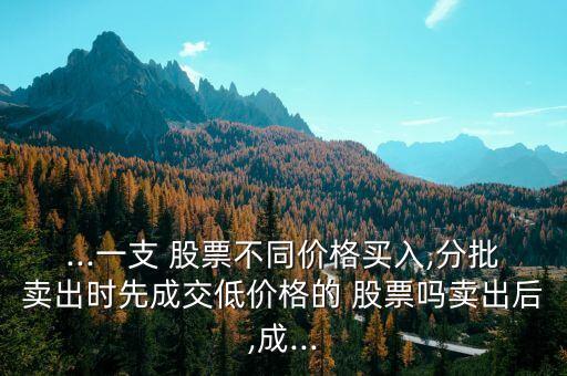 ...一支 股票不同價(jià)格買入,分批賣出時(shí)先成交低價(jià)格的 股票嗎賣出后,成...