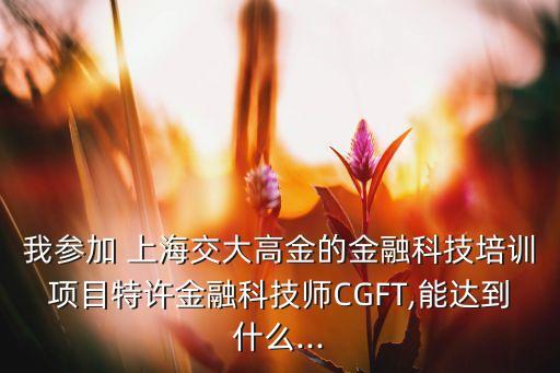 我參加 上海交大高金的金融科技培訓項目特許金融科技師CGFT,能達到什么...