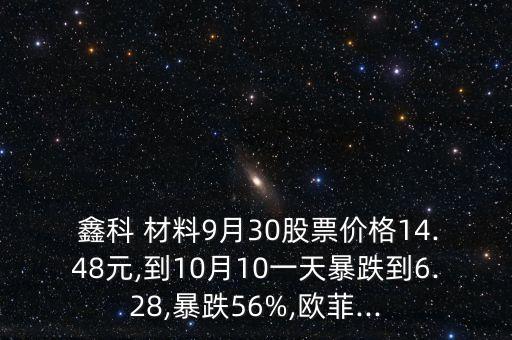  鑫科 材料9月30股票價格14.48元,到10月10一天暴跌到6.28,暴跌56%,歐菲...