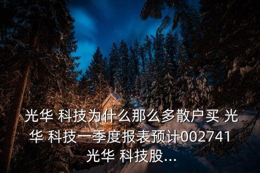  光華 科技為什么那么多散戶買 光華 科技一季度報表預計002741 光華 科技股...