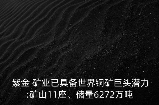  紫金 礦業(yè)已具備世界銅礦巨頭潛力:礦山11座、儲(chǔ)量6272萬(wàn)噸