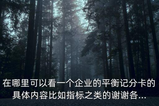 在哪里可以看一個企業(yè)的平衡記分卡的具體內(nèi)容比如指標之類的謝謝各...