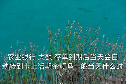 農(nóng)業(yè)銀行 大額 存單到期后當天會自動轉(zhuǎn)到卡上活期余額嗎一般當天什么時...