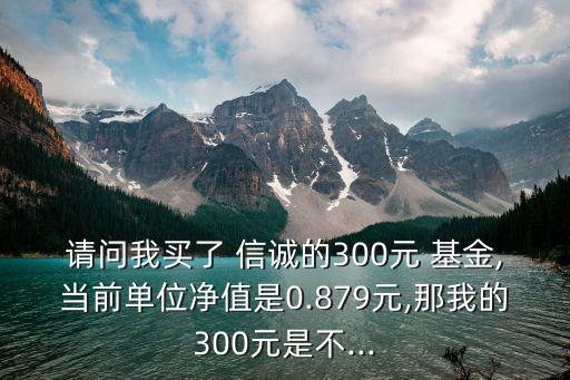 請問我買了 信誠的300元 基金,當(dāng)前單位凈值是0.879元,那我的300元是不...