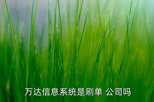  萬達信息系統(tǒng)是刷單 公司嗎