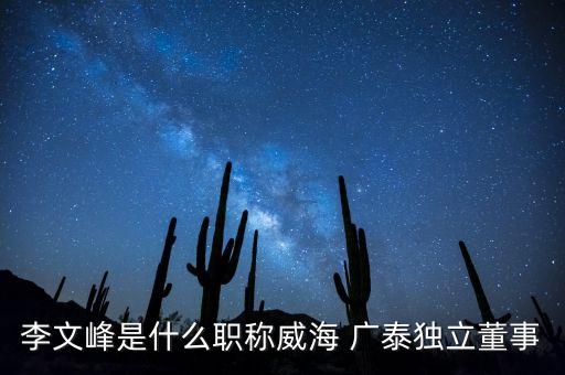 李文峰是什么職稱威海 廣泰獨(dú)立董事