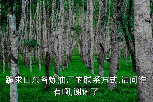 跪求山東各煉油廠(chǎng)的聯(lián)系方式,請(qǐng)問(wèn)誰(shuí)有啊,謝謝了