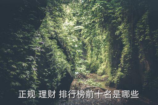 正規(guī) 理財 排行榜前十名是哪些