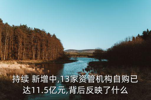 持續(xù) 新增中,13家資管機構自購已達11.5億元,背后反映了什么