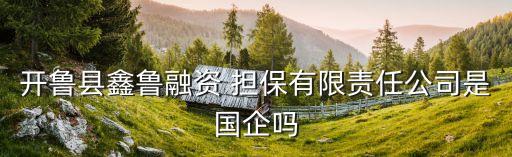 開魯縣鑫魯融資 擔(dān)保有限責(zé)任公司是國企嗎