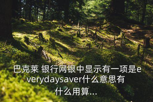  巴克萊 銀行網(wǎng)銀中顯示有一項是everydaysaver什么意思有什么用算...