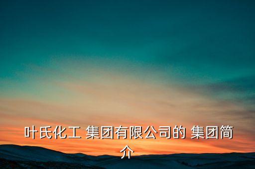  葉氏化工 集團(tuán)有限公司的 集團(tuán)簡(jiǎn)介