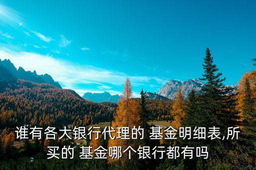 誰有各大銀行代理的 基金明細(xì)表,所買的 基金哪個(gè)銀行都有嗎