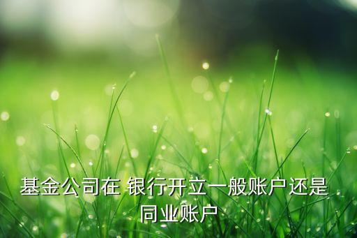 基金公司在 銀行開立一般賬戶還是 同業(yè)賬戶