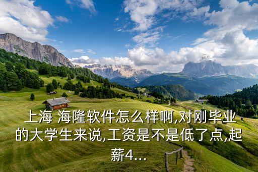  上海 海隆軟件怎么樣啊,對剛畢業(yè)的大學(xué)生來說,工資是不是低了點,起薪4...