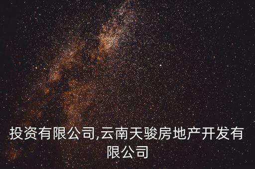 天駿投資有限公司,云南天駿房地產(chǎn)開發(fā)有限公司