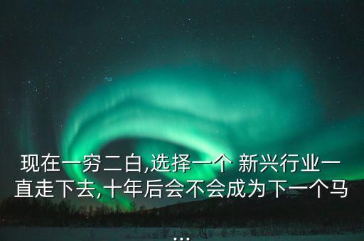 現(xiàn)在一窮二白,選擇一個(gè) 新興行業(yè)一直走下去,十年后會(huì)不會(huì)成為下一個(gè)馬...