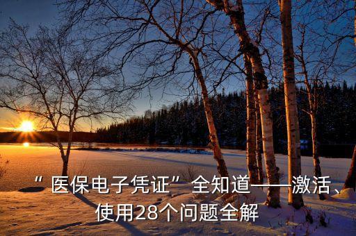 “ 醫(yī)保電子憑證”全知道——激活、使用28個(gè)問題全解