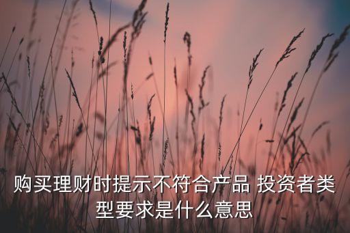 購(gòu)買(mǎi)理財(cái)時(shí)提示不符合產(chǎn)品 投資者類型要求是什么意思