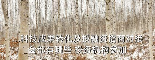 ...科技成果轉(zhuǎn)化及投融資招商對(duì)接會(huì)都有哪些 投資機(jī)構(gòu)參加