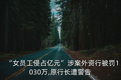 “女員工侵占億元”涉案外資行被罰1030萬,原行長(zhǎng)遭警告