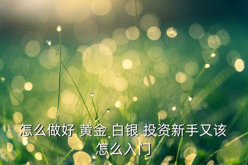 怎么做好 黃金 白銀 投資新手又該怎么入門