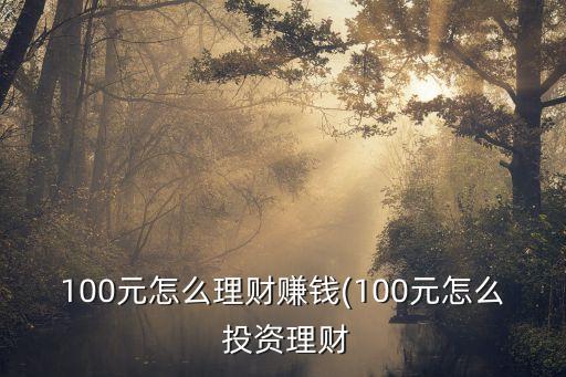 100元怎么理財(cái)賺錢(100元怎么 投資理財(cái)