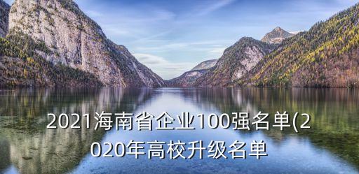 2021海南省企業(yè)100強名單(2020年高校升級名單