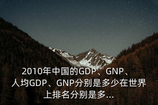 2010年中國的GDP、GNP、 人均GDP、GNP分別是多少在世界上排名分別是多...