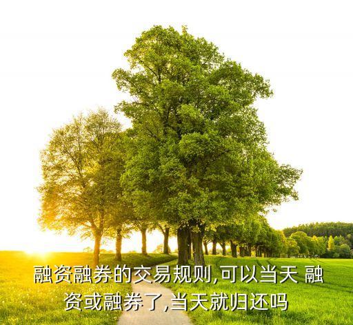  融資融券的交易規(guī)則,可以當(dāng)天 融資或融券了,當(dāng)天就歸還嗎