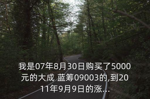 我是07年8月30日購(gòu)買(mǎi)了5000元的大成 藍(lán)籌09003的,到2011年9月9日的漲...