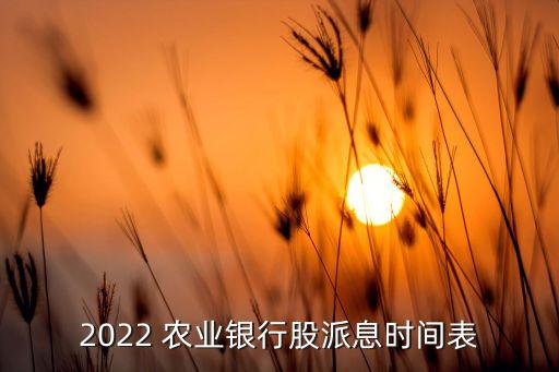 2022 農(nóng)業(yè)銀行股派息時間表