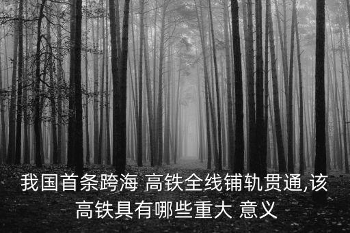 我國首條跨海 高鐵全線鋪軌貫通,該 高鐵具有哪些重大 意義