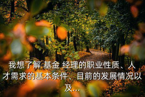 我想了解 基金 經理的職業(yè)性質、人才需求的基本條件、目前的發(fā)展情況以及...