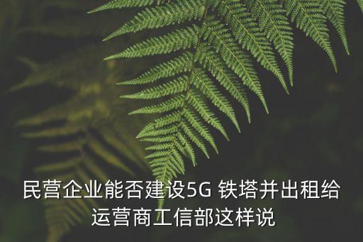 民營企業(yè)能否建設(shè)5G 鐵塔并出租給 運(yùn)營商工信部這樣說