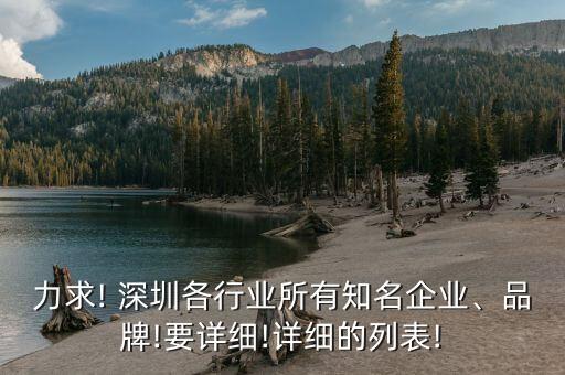 力求! 深圳各行業(yè)所有知名企業(yè)、品牌!要詳細!詳細的列表!