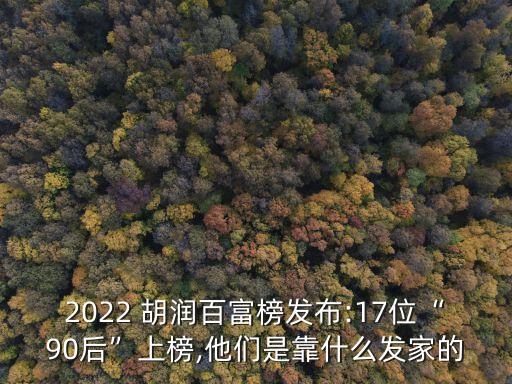 2022 胡潤(rùn)百富榜發(fā)布:17位“90后”上榜,他們是靠什么發(fā)家的