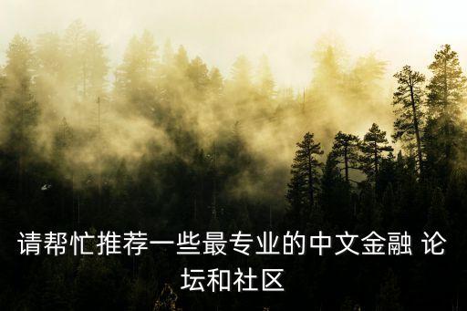 請幫忙推薦一些最專業(yè)的中文金融 論壇和社區(qū)