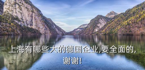 上海有哪些大的德國(guó)企業(yè),要全面的,謝謝!