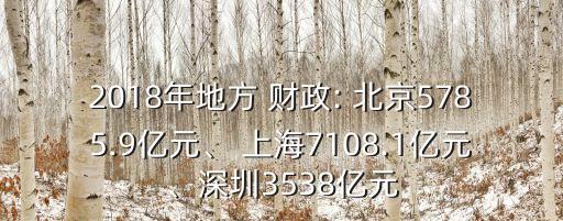 2018年地方 財政: 北京5785.9億元、 上海7108.1億元、深圳3538億元