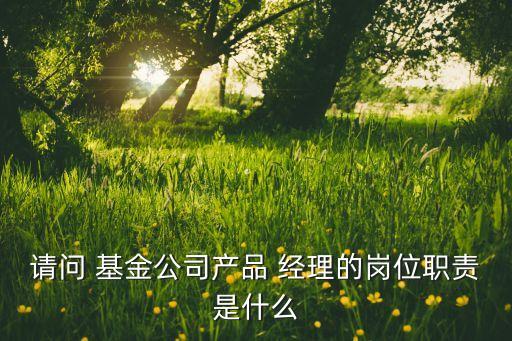 請(qǐng)問(wèn) 基金公司產(chǎn)品 經(jīng)理的崗位職責(zé)是什么