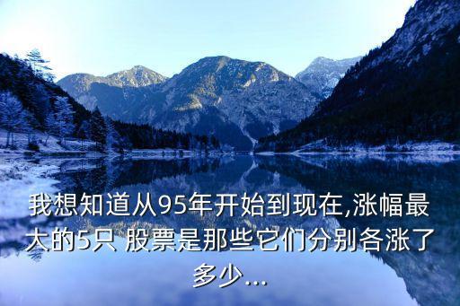 我想知道從95年開始到現(xiàn)在,漲幅最大的5只 股票是那些它們分別各漲了多少...