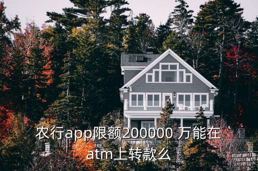 農行app限額200000 萬能在atm上轉款么