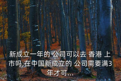 新成立一年的 公司可以去 香港 上市嗎,在中國新成立的 公司需要滿3年才可...