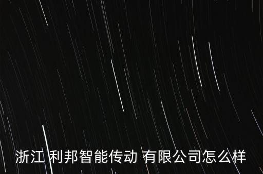 浙江 利邦智能傳動 有限公司怎么樣