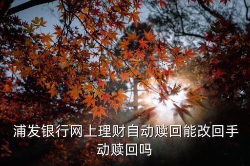  浦發(fā)銀行網(wǎng)上理財(cái)自動(dòng)贖回能改回手動(dòng)贖回嗎