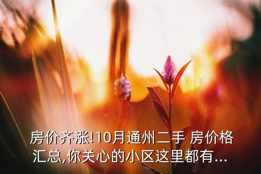  房價齊漲!10月通州二手 房價格匯總,你關(guān)心的小區(qū)這里都有...